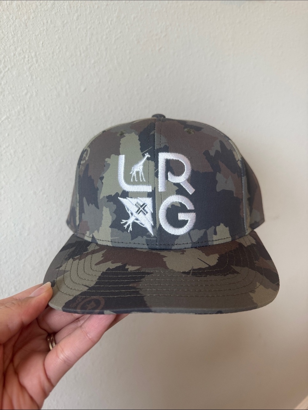 LRG Camouflage Snapback Hat with White Emblem
